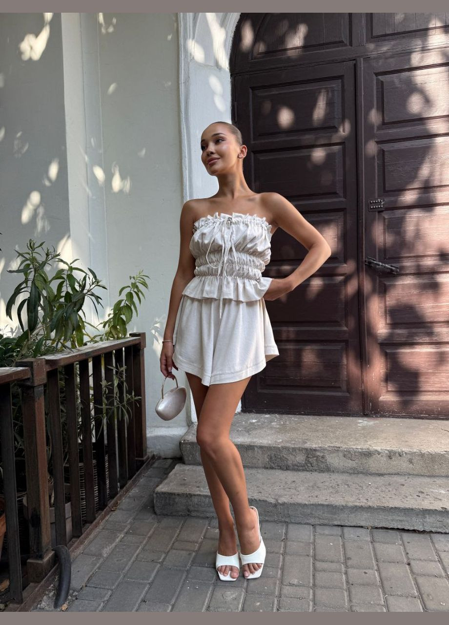 Жіночий лляний костюм з топом та шортами Avanti (342065879)