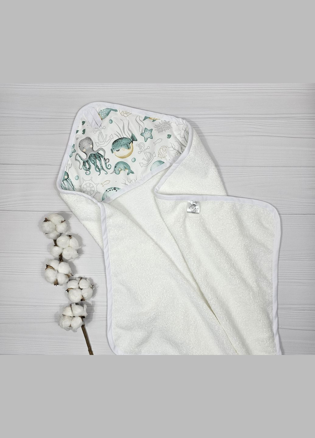 Полотенце уголок a.l.babybox Морские жители 80х80 Белый No Brand белый