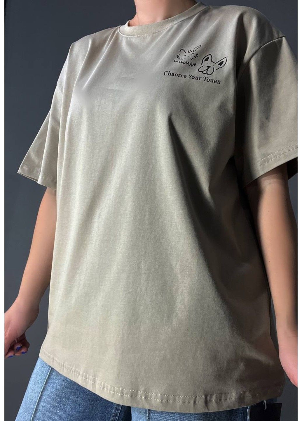 Футболка женская A-N 2358 оверсайз с рисунком животных на спине No Brand - (329694208)