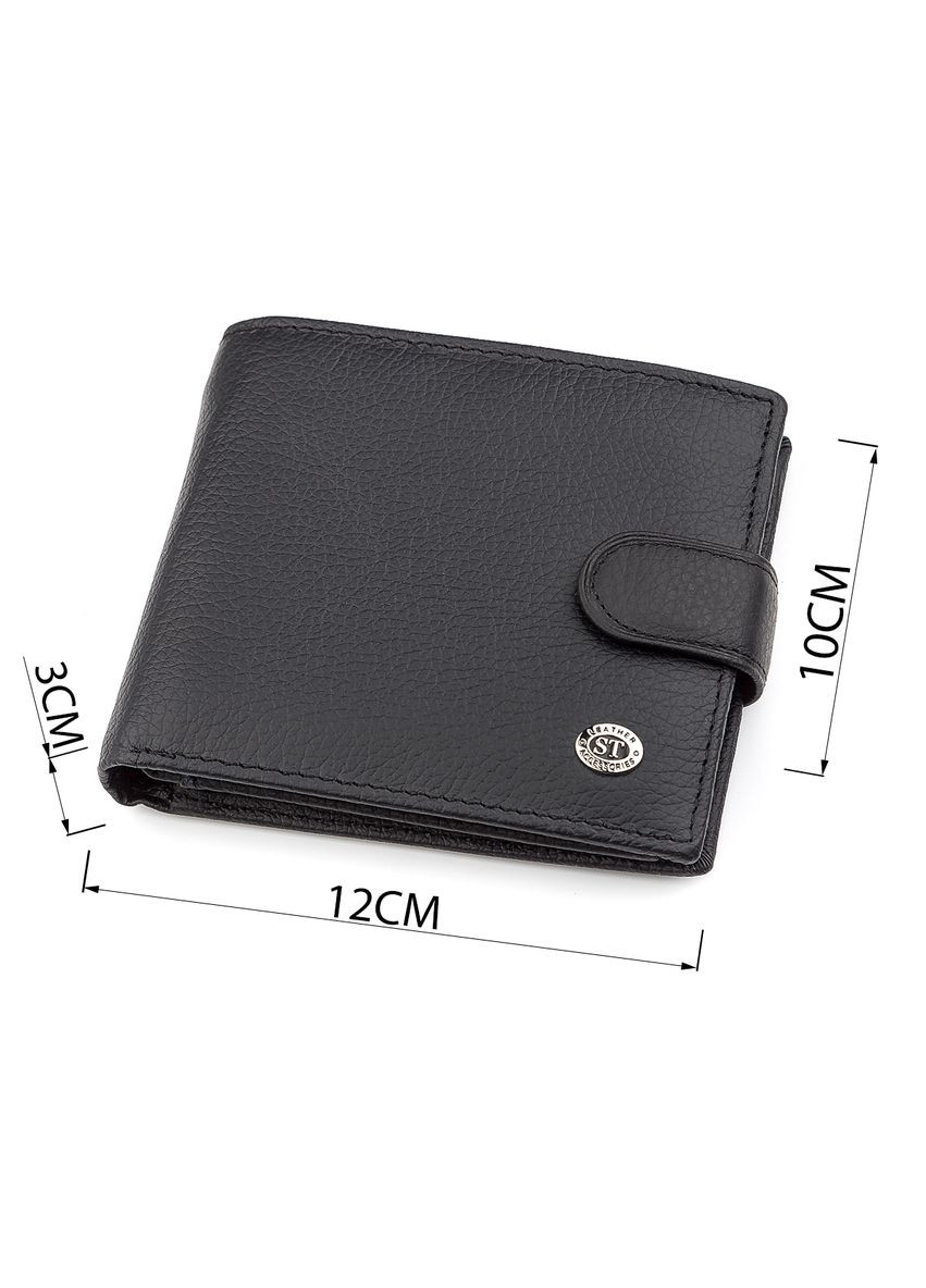 Мужской кошелек из натуральной кожи с отделением для монет черный (sku_18339) No Brand (327820496)