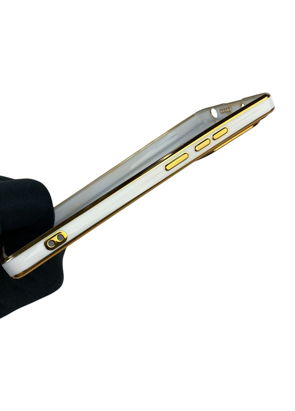 Чехол для POCO M6 Pro 4G с кольцом MagSafe с золотой окантовкой на сяоми поко м6 про белый gs1 Xiaomi (366234273)