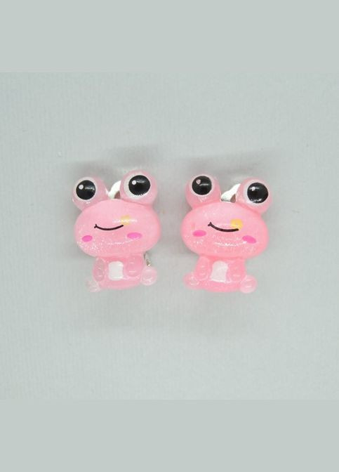 Кліпси сережки дитячі для вух без пробивання вуха Жабка рожева жаба веселушка КваКва Liresmina Jewelry (289533624)