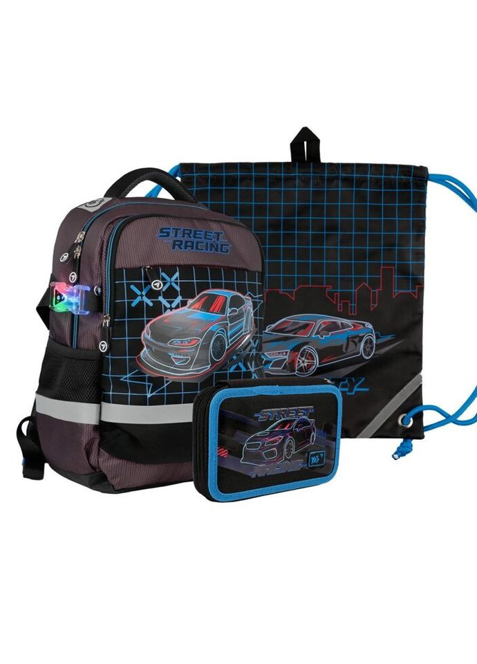 Рюкзак школьный с пеналом и сумкой для обуви S-52 Collection Street Racing 559779 3 предмета Yes (317734562)