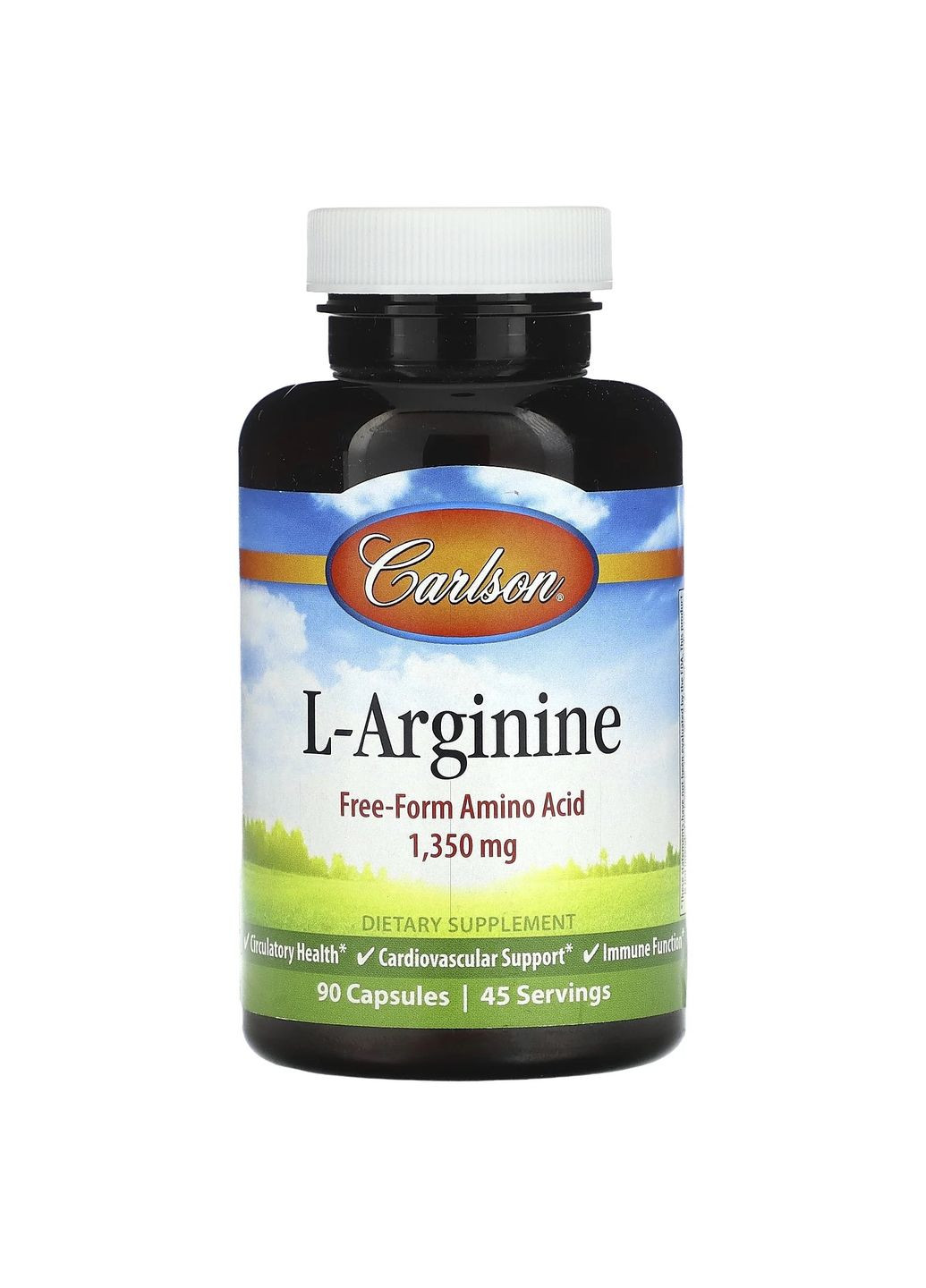L-аргинин Carlson L-Arginine, 1,350 mg, 90 Capsules (675 mg per Capsule) Carlson Labs (291848507)