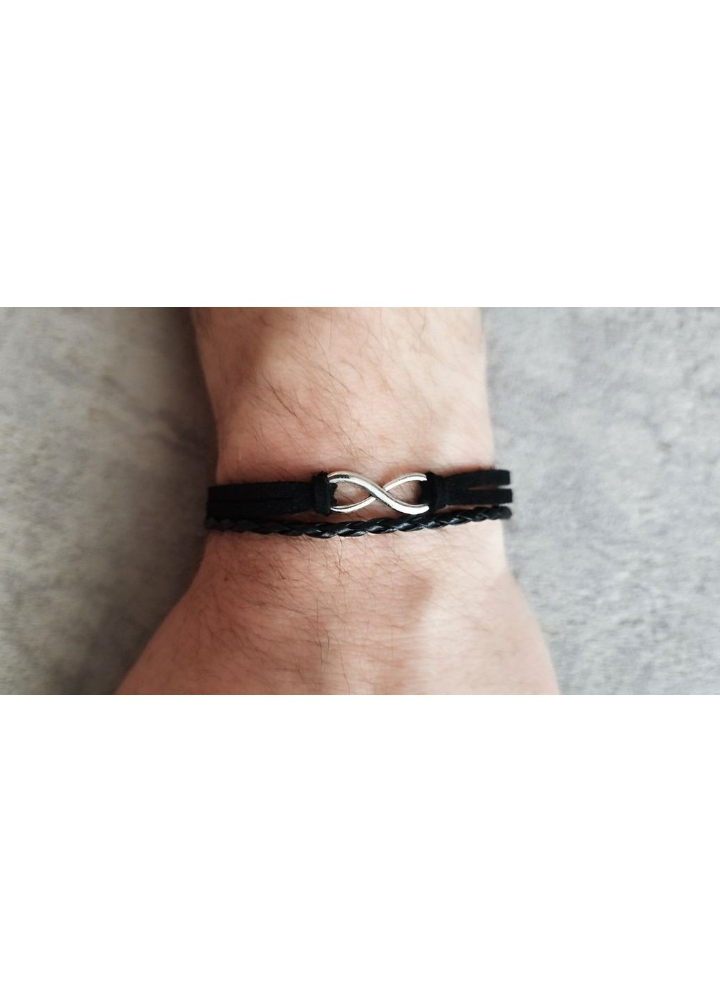 Браслет знак нескінченності Infinity амулет нескінечність на чорному шнурку No Brand (358935639)