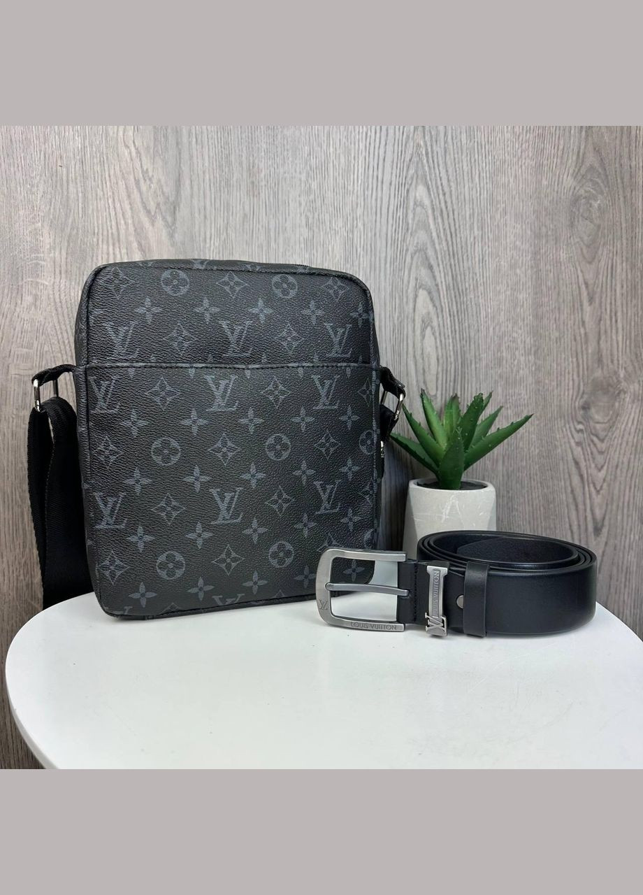 Набір чоловіча сумка-планшетка стиль Луї Вітон + шкіряний ремінь чоловічий No Brand (334731174)