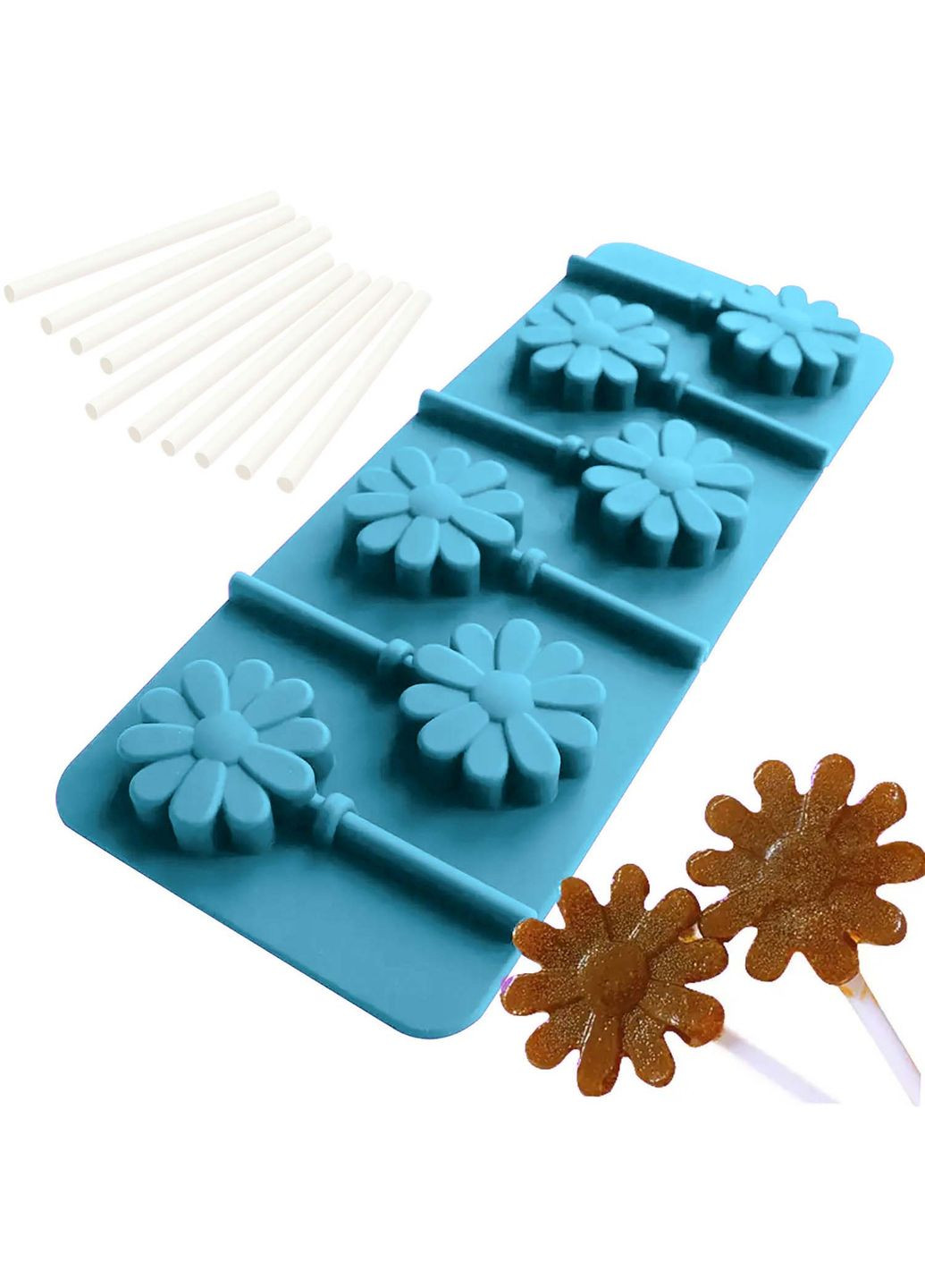 Силіконова форма для льодяників і цукерок на паличці "Квітка" Kitchen Master (338656781)