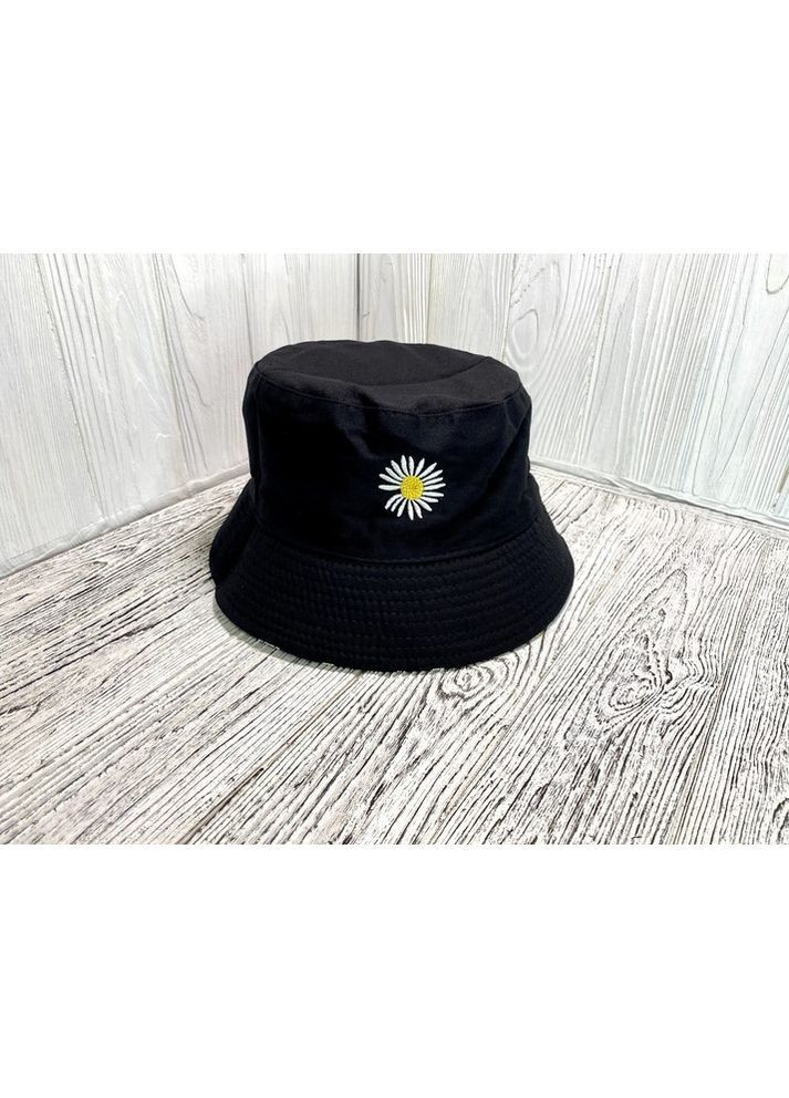 Панама двостороння літня жіноча чорно-помаранчева з принтом ромашка 100% бавовна універсальна 55–59 см стильна No Brand (364859663)