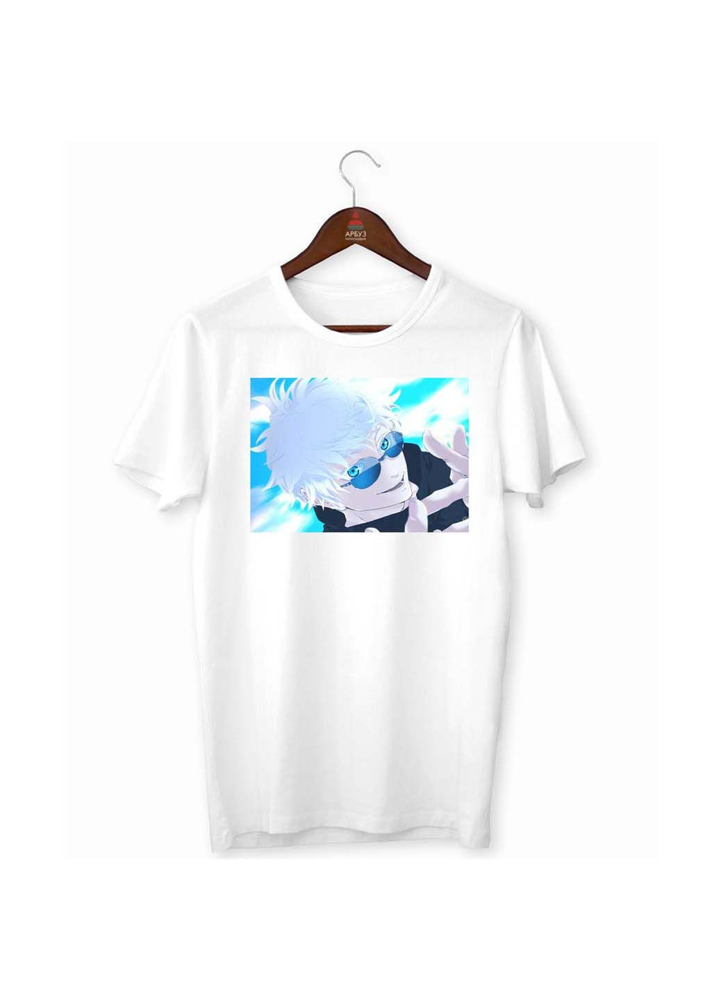 Белая футболка jujutsu kaisen магическая битва satoru gojo сатору годжо синий Кавун
