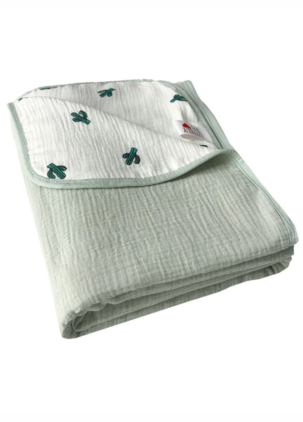 Плед Детский Хлопок Муслин 100х130 см - двухсторонний -Зеленый Lovely Svi (336493749)