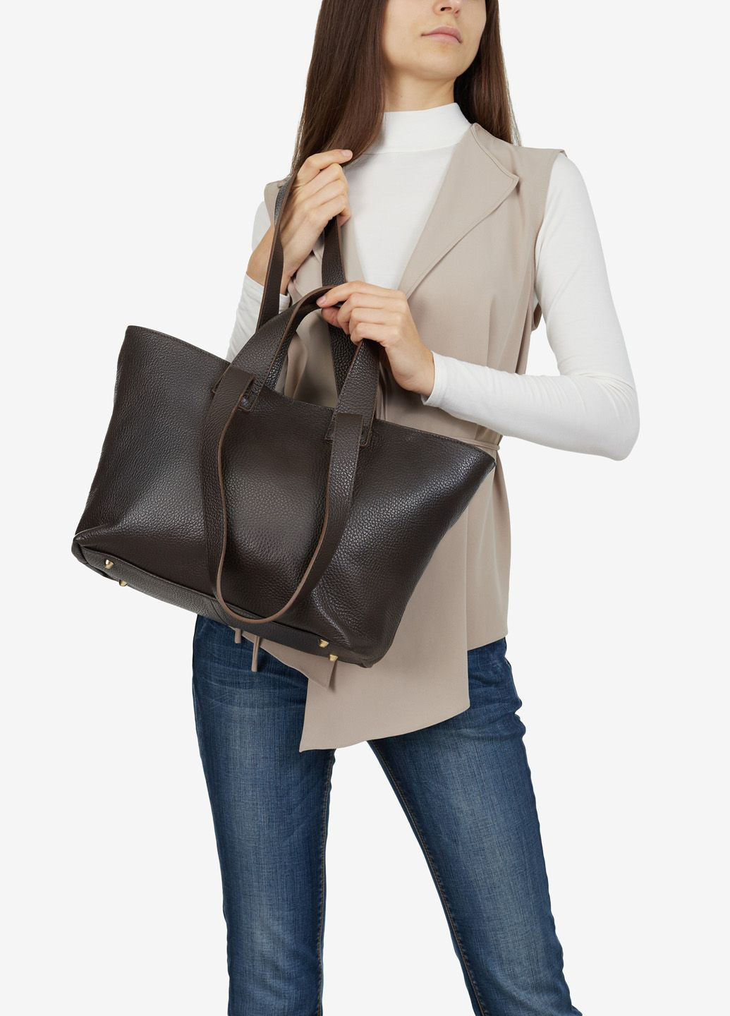 Сумка женская кожаная с двумя парами ручек шоппер большая Shopper Regina Notte (315501224)