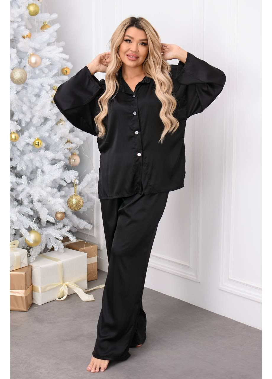 Чорна шовкова жіноча піжама Osoblyva