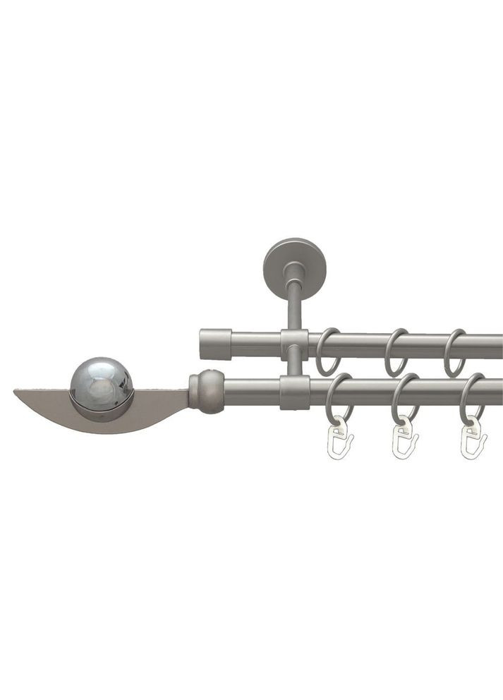 Карниз Фламінго металевий дворядний закритий гладка труба Сатин 16\16 мм 200 см (00-00022678) ORVIT (300689282)