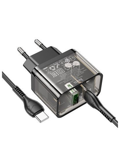 Зарядний пристрій (6931474799180) Hoco N34 Dazzling dual-port Black (370019859)