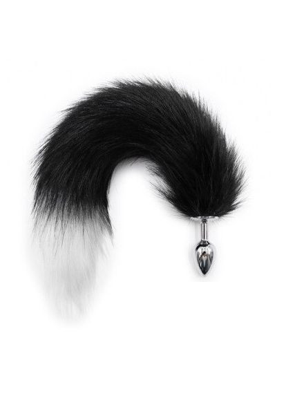Анальна пробка S лисий хвіст DS Fetish Anal plug S faux fur fox tail Black/white polyeste No Brand (303886234)
