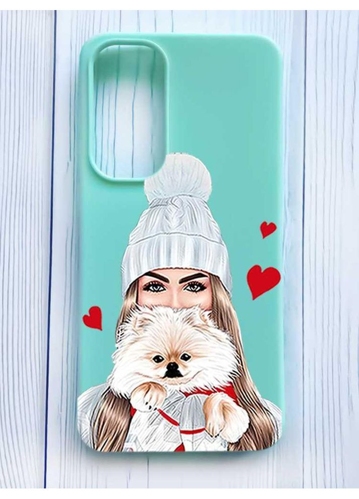 Матовий бірюзовий чохол на Samsung Galaxy S24 FE Дівчина з песиком (принт 142) Creative (360691560)