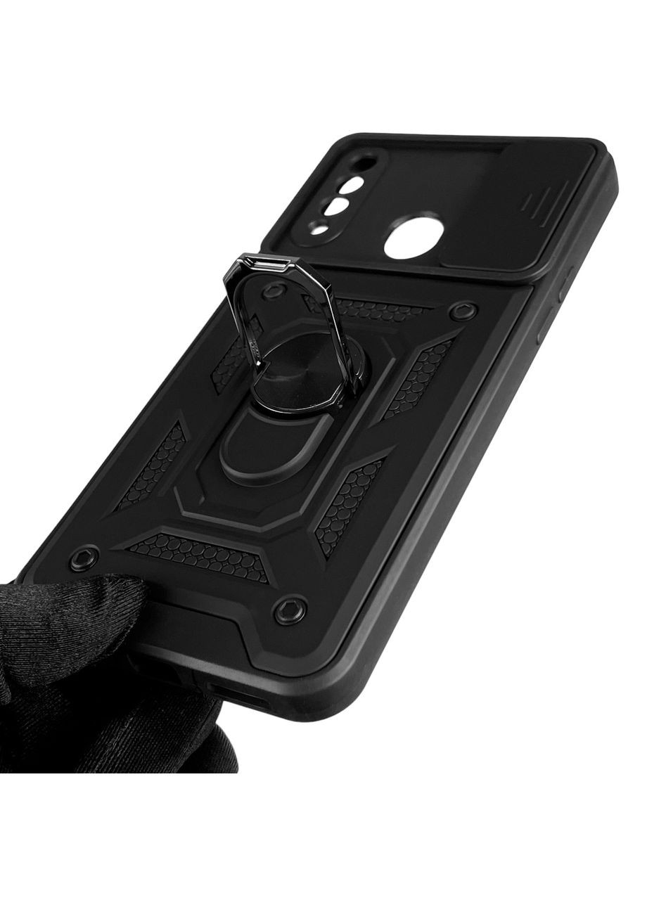 Чехол для Galaxy A20S (SM-A207F) бронированный с кольцом со шторкой на самсунг а20с чёрный rg1 Samsung (366018962)