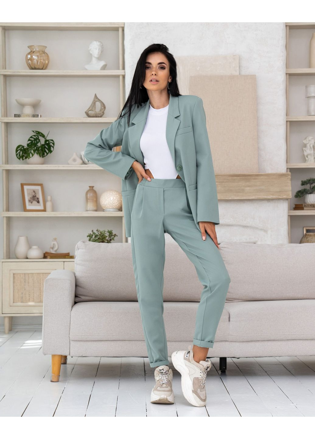 Женский классический костюм "Naturel" (пиджак + брюки) (td-2968720100562) TessDress (366090023)