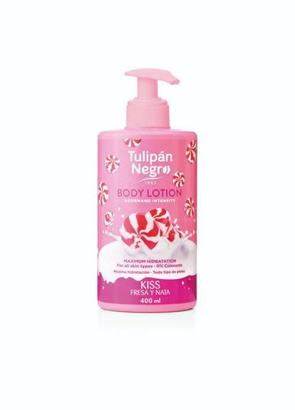 Tulipan Negro Лосьон для тела с дозатором Kiss Freza y Nata Клубничный крем, 400 мл — Крем, Испания (314769745)