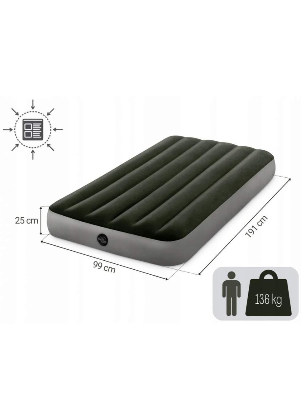 Надувной матрас 191 x 99 x 25 см. 64107 PRESTIGE DOWNY Intex (346490524)