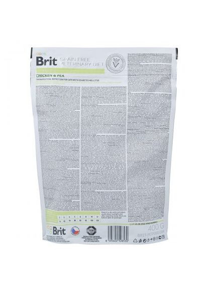 Сухий корм GF VetDiet Cat Diabetes для котів, при цукровому діабеті, з куркою та горохом, 400 г Brit (362702252)