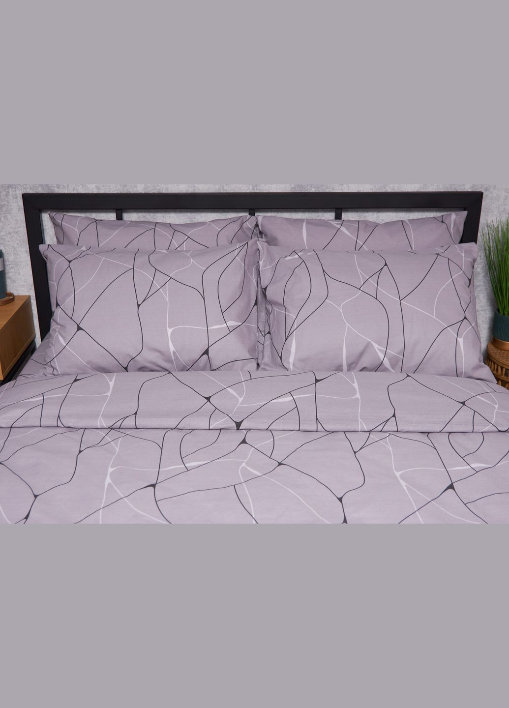 Комплект постельного белья Бязь Gold Люкс полуторный евро 160х220 наволочки 2х50х70 (MS-820002774) Moon&Star Graphite (288536127)