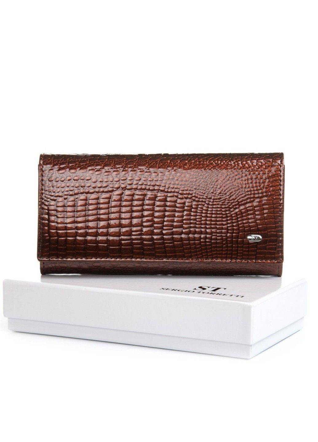 Женский кожаный лаковый кошелек SERGIO TORRETTI FEW501 brown ST (360751392)