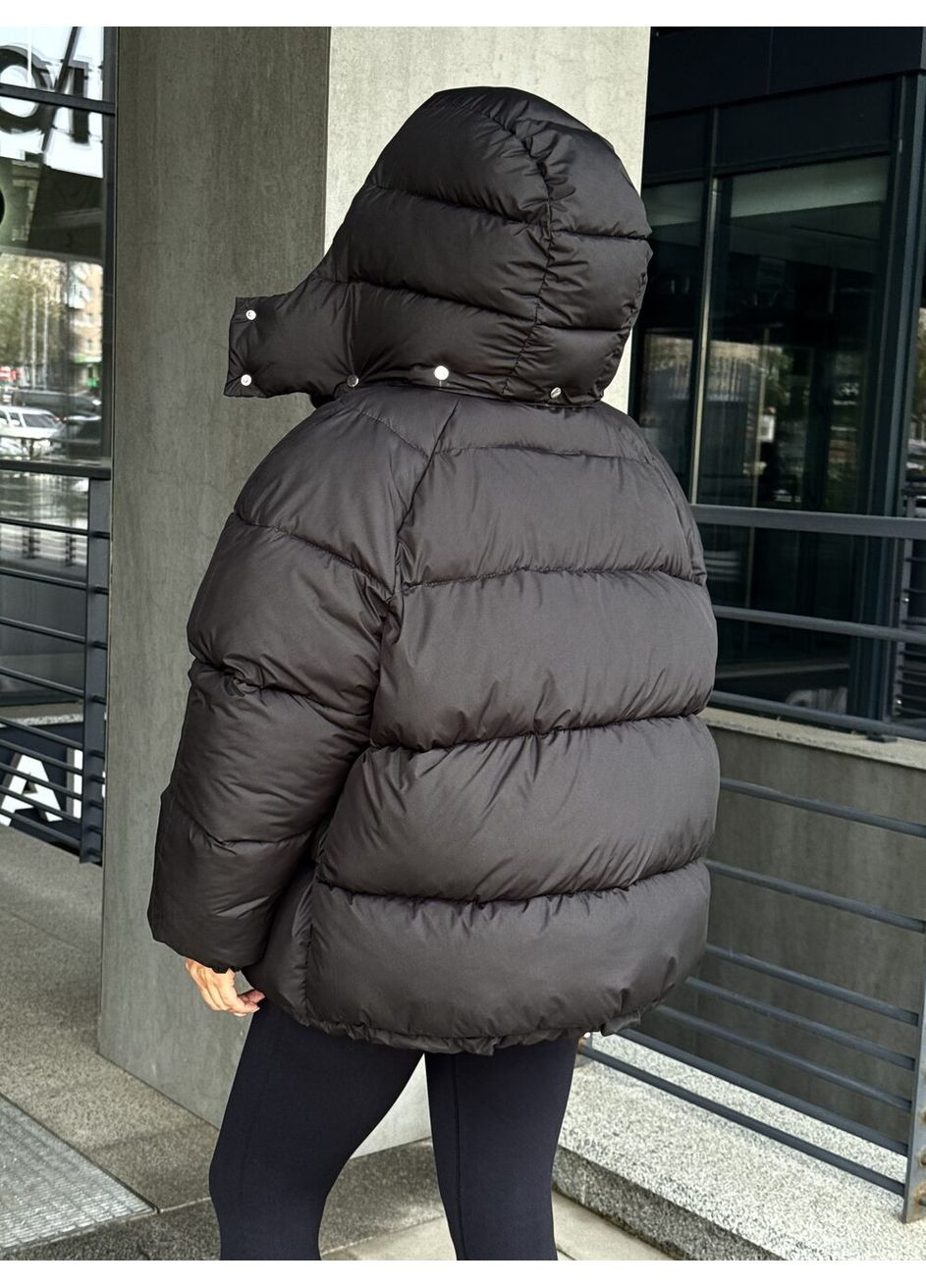 Черная зимняя теплый женский пуховик шелл MioRichi