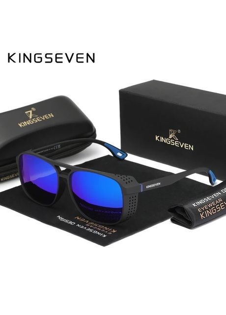 Мужские поляризационные солнцезащитные очки 790 Black Dark Blue KINGSEVEN (307839007)