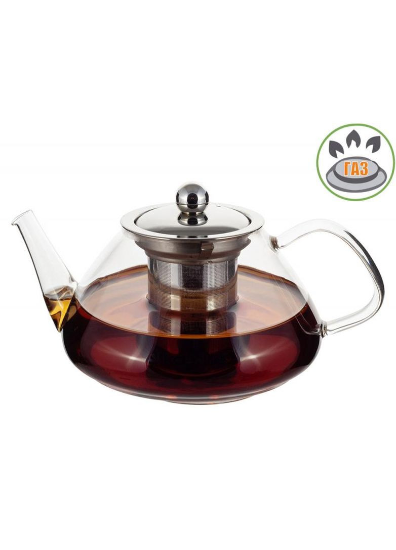 Чайник скляний заварювальний 700мл із ситечком для чаю та трав термостійке скло нержавіюча сталь Kamille (368980679)