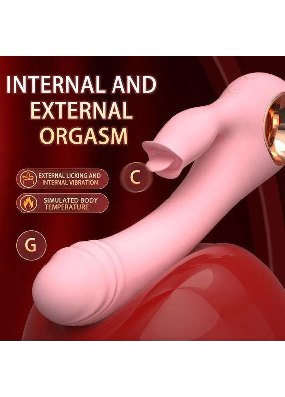 Вібратор вагінально кліторальний із підігрівом, подвійна стимуляція, інтимна іграшка Pink Lilo (362590040)
