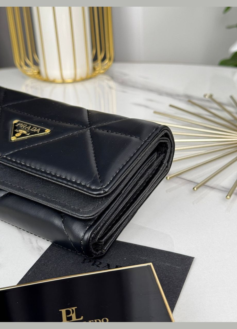 Женский кошелек Прада большой двойной черный No Brand (317631315)