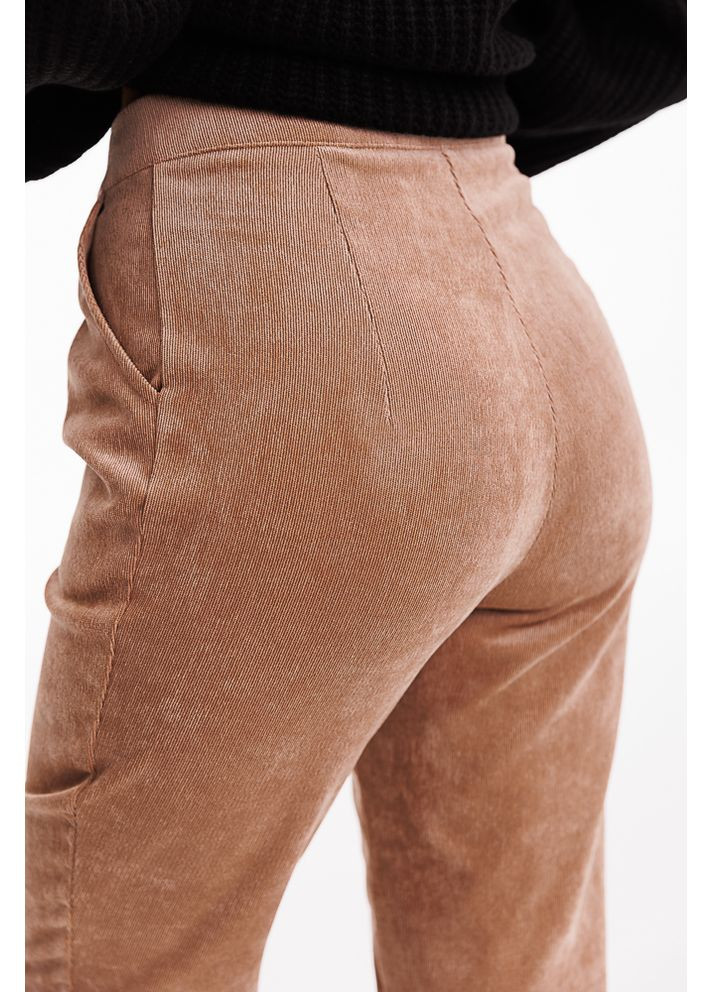 Жіночі вельветові штани темно-бежеві з асиметричним поясом Arjen (353305974)