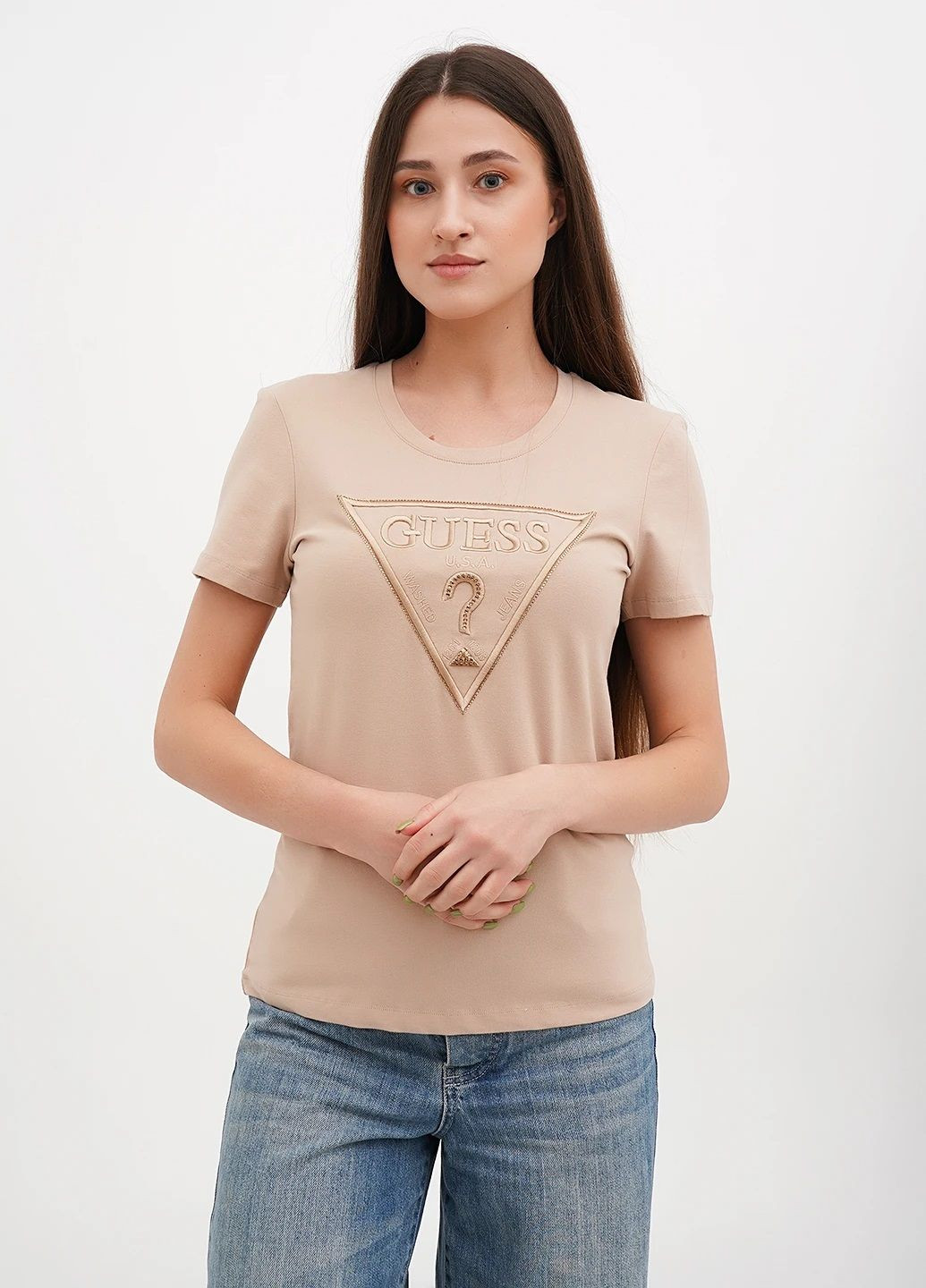 Футболка женская летняя с рисунком Guess - (326379456)