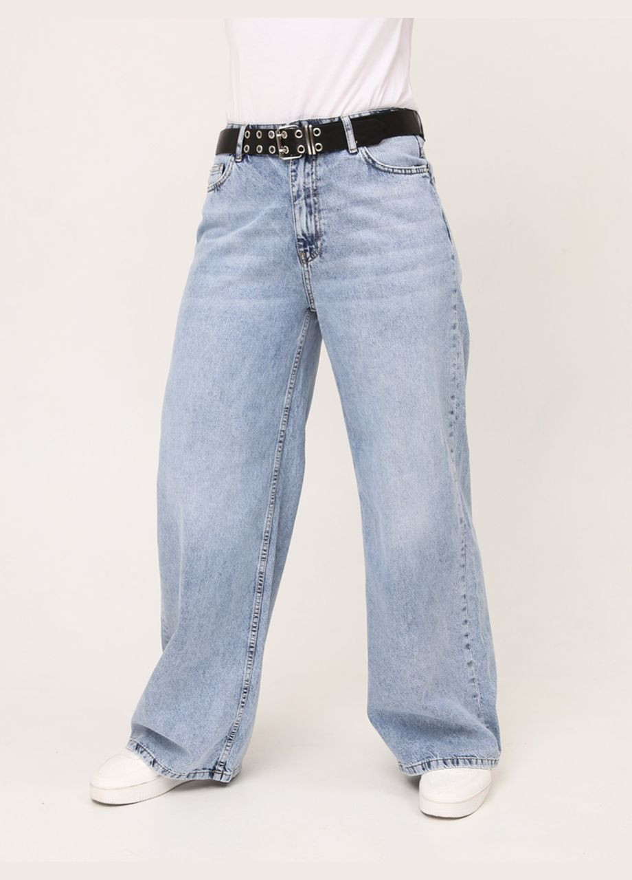 Джинси жіночі широкі блакитні палаццо з високою посадкою Loose Fit палаццо John Richone - (293057408)