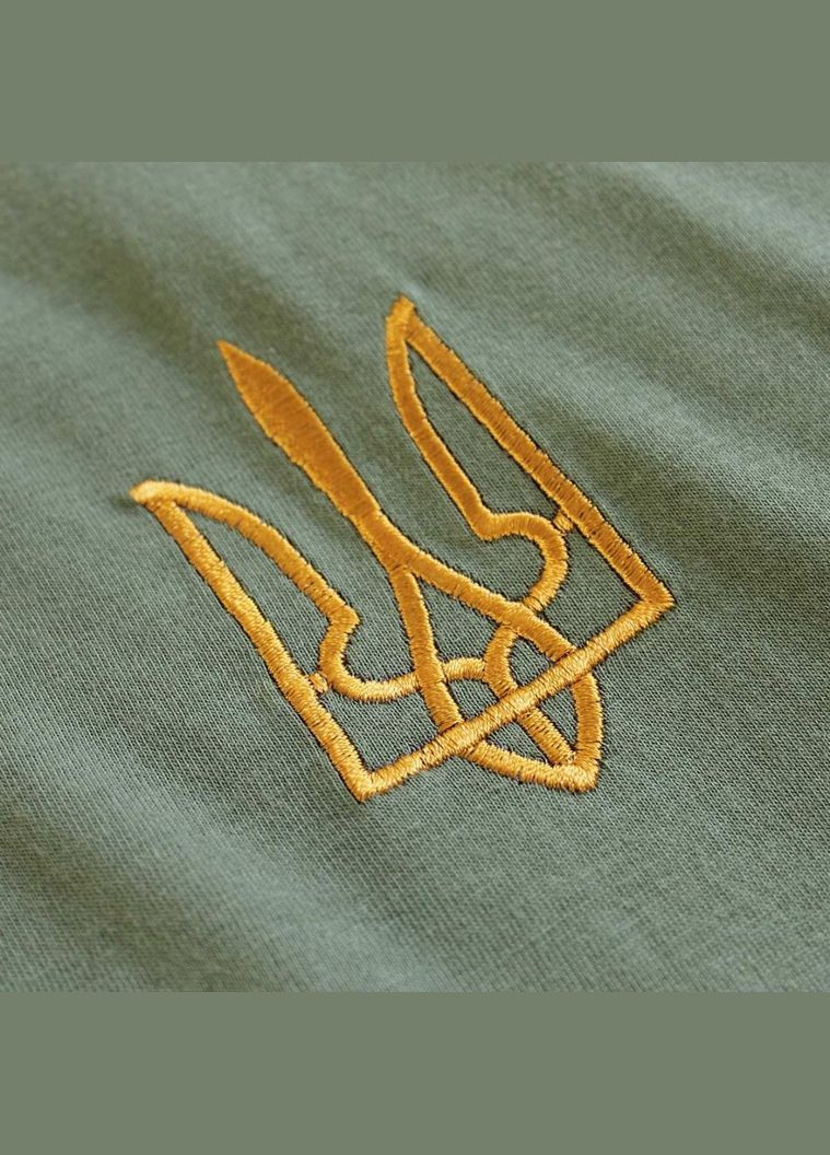 Хаки (оливковая) реглан мужской патриотический с вышитым трезубцем. Ladan