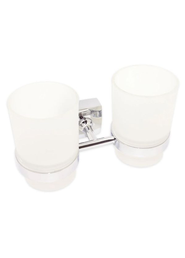 Склянка подвійний для зубних щіток скляний на сталевому кріпленні KM-8804 Besser (273219453)