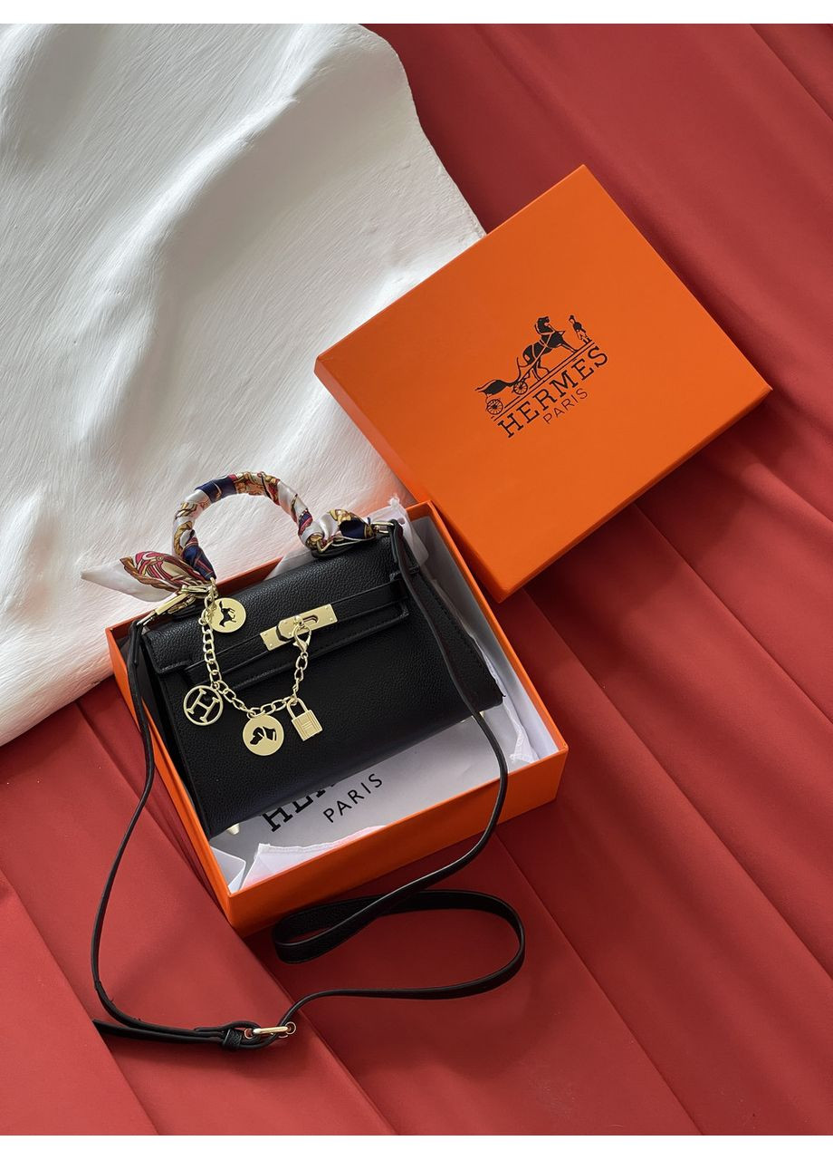 Сумка жіноча Kelly mini чорний із хусткою крос-боді No Brand (369934863)