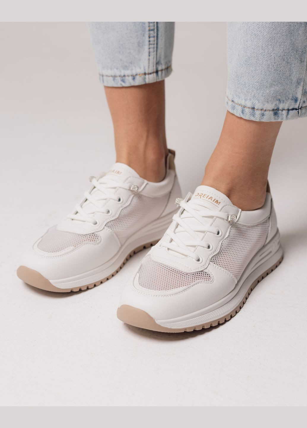 Кроссовки летние белые кожа сетка Lola Andy белые лето (317462571)