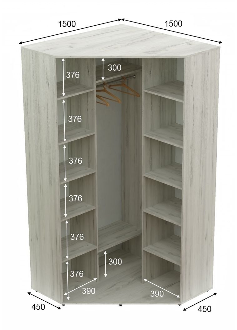 Шафа-купе дводверна кутова 150*150*250 Дуб крафт білий Дзеркало/Дзеркало з піскострумним малюнком Угол-5 Алекса (360466185)