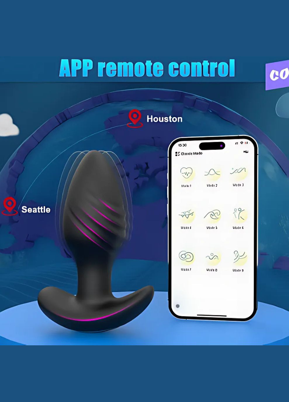 Анальна пробка з ротацією та дистанційним керуванням через додаток No Brand (340473305)
