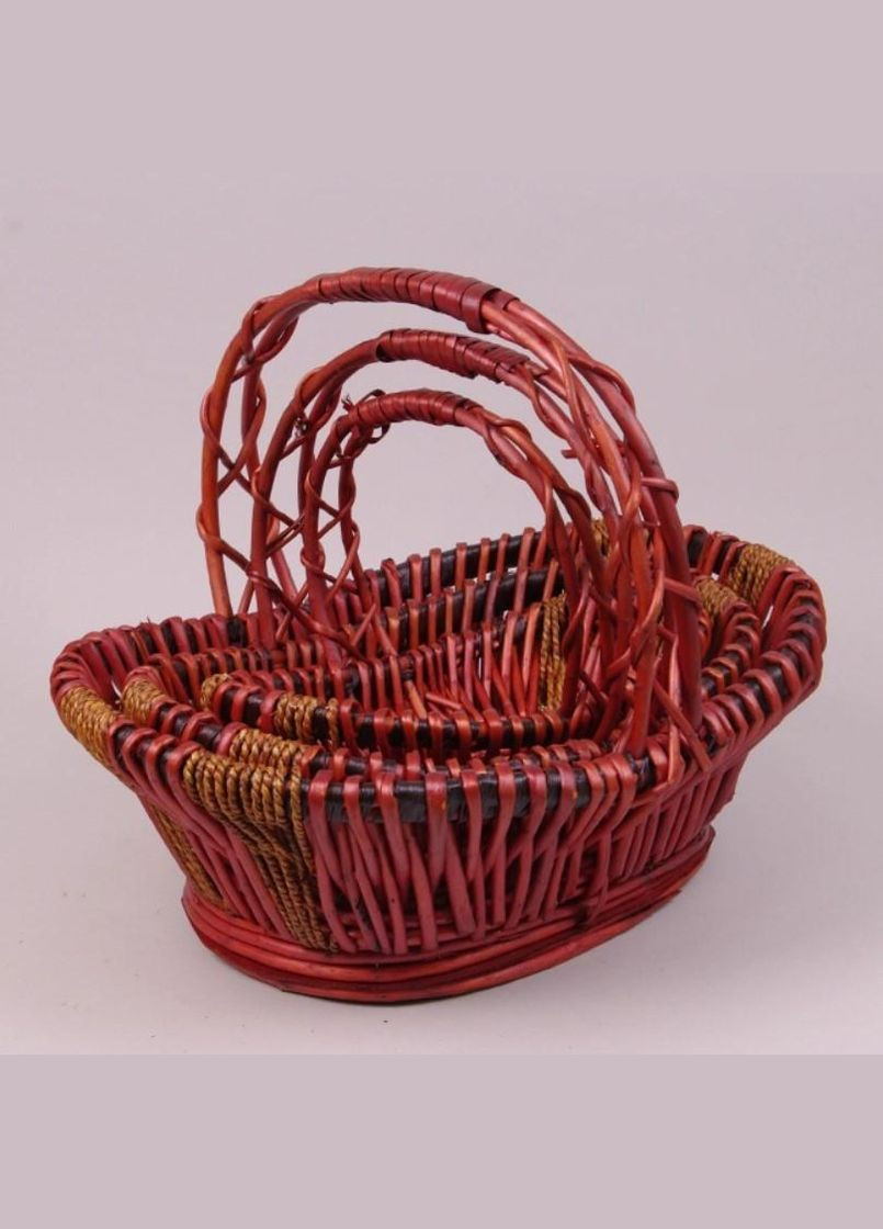 Комплект терракотовых корзин из лозы 3 шт. 38953 Flora (320664051)