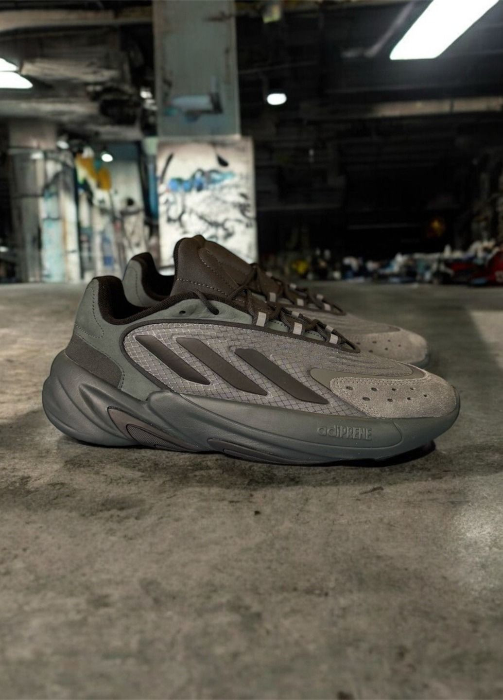 Темно-серые всесезонные кроссовки adidas Ozelia