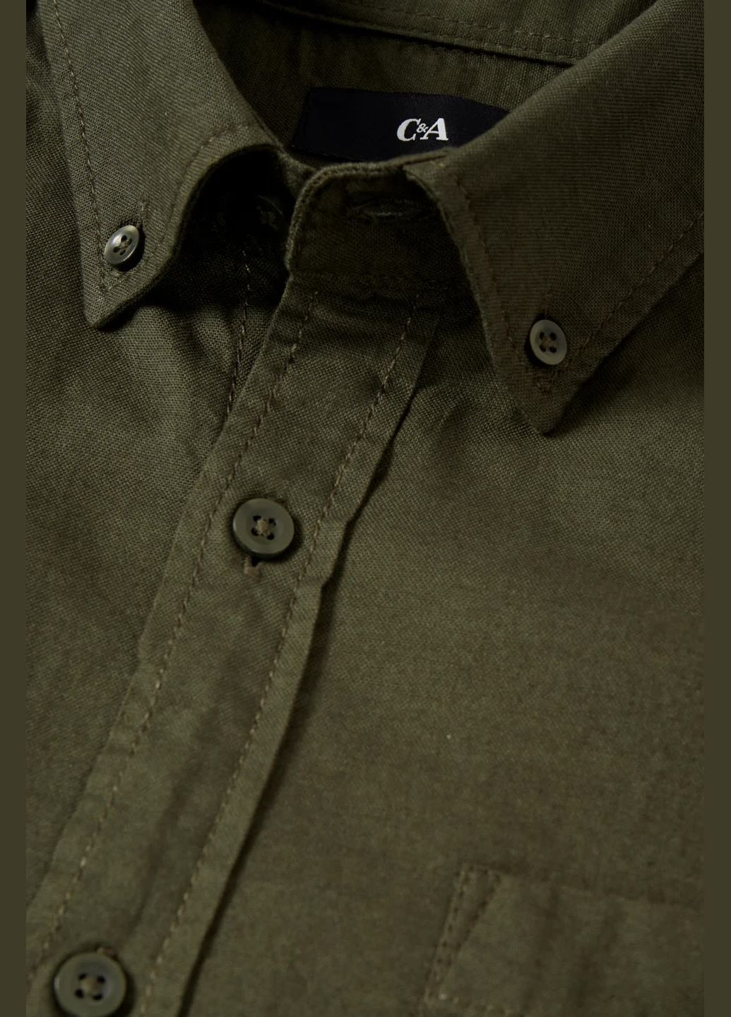 Оливковковая (хаки) кэжуал рубашка однотонная C&A