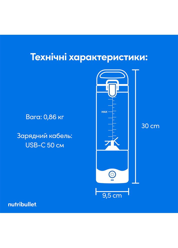 Блендер NBP003LBL NUTRIB PORTABLE LB Nutribullet (326519156)