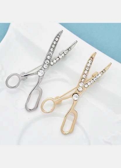 Брошь ножницы, булавка желтый металл No Brand (302526503)