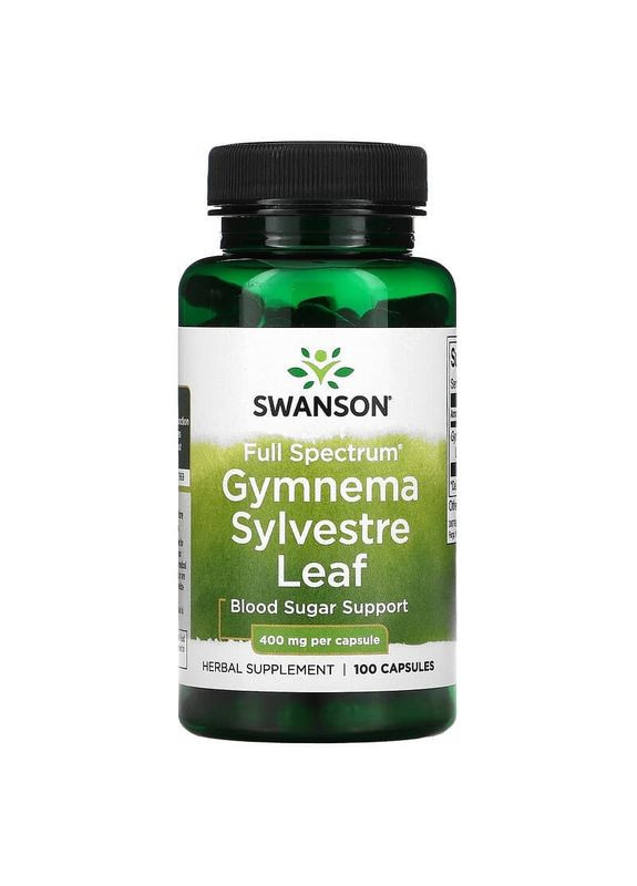 Джимнема 400 мг Gymnema Sylvestre Leaf поддерживает уровень сахара в крови 100 капсул Swanson (282708552)