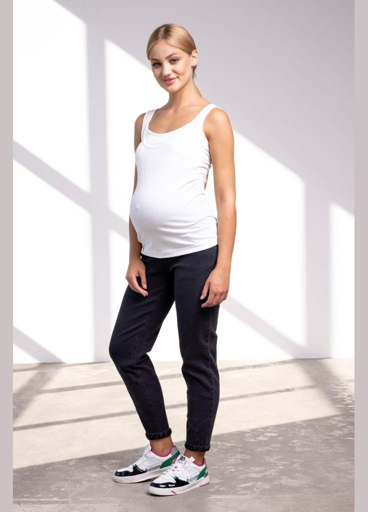 Комфортні джинси для вагітних Mom Jeans чорно-сірі із високою спинкою Юла мама - (285739091)