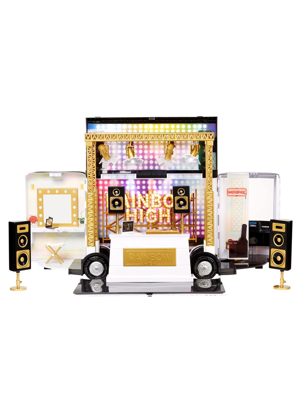 Ігровий набір для ляльок Rainbow Vision World Tour Bus & Stage 4-in-1 Light-Up Deluxe Toy Playset Rainbow High (321963673)