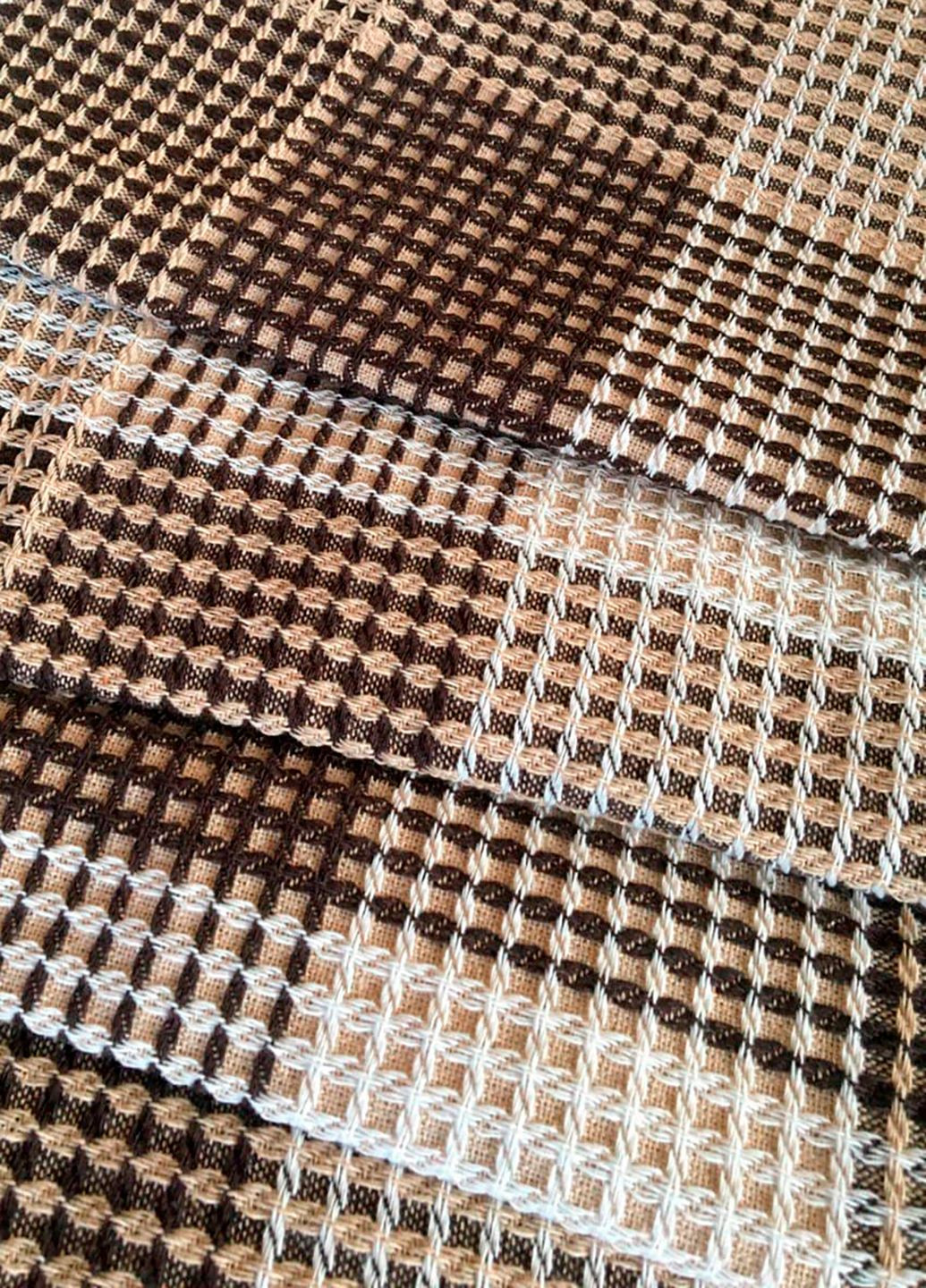 Покрывало-плед хлопчатобумажная клетка Бежевый (A-023579) Love You (324834708)